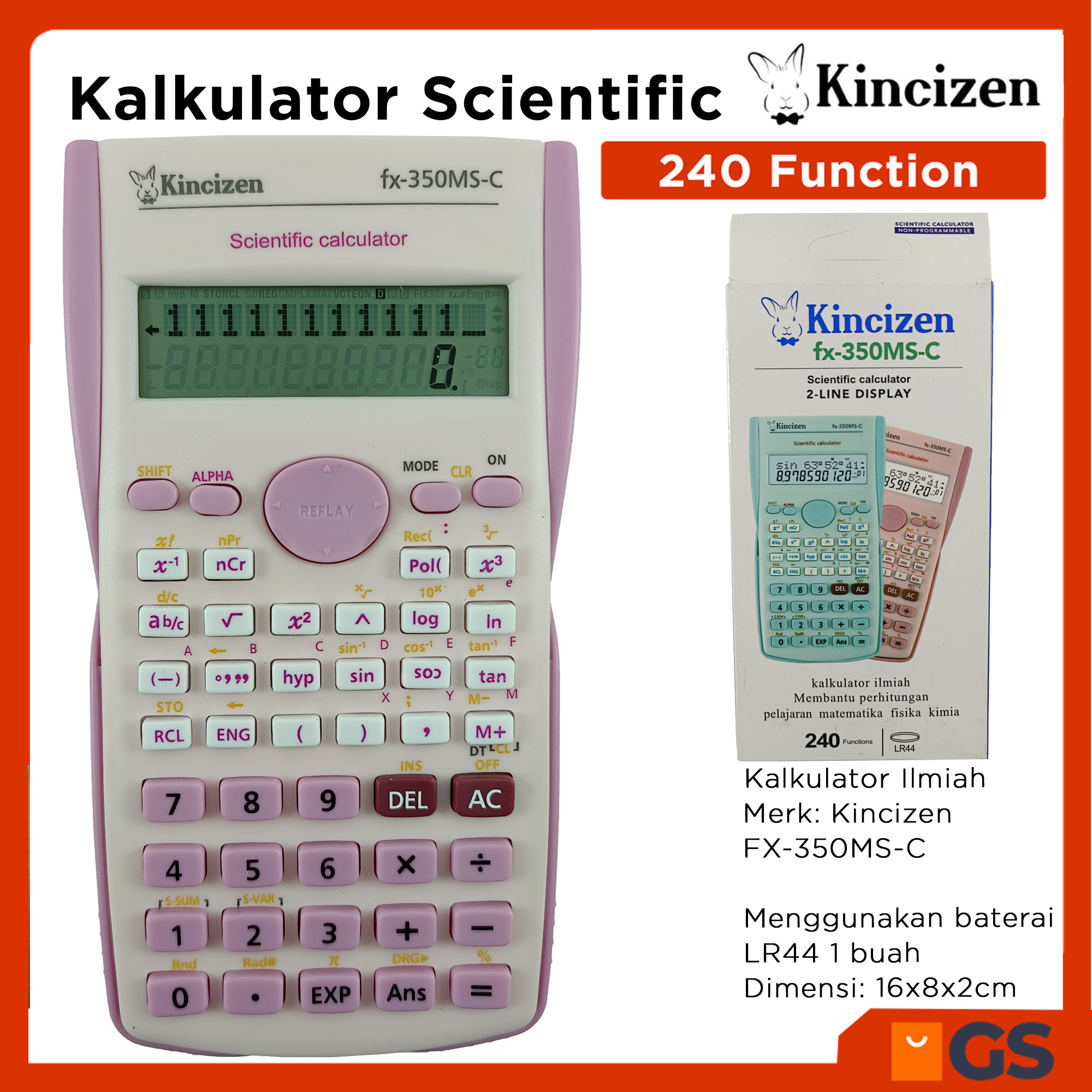 Kalkulator Scientific 240 Functions Calculator Kincizen FX-350MS-C