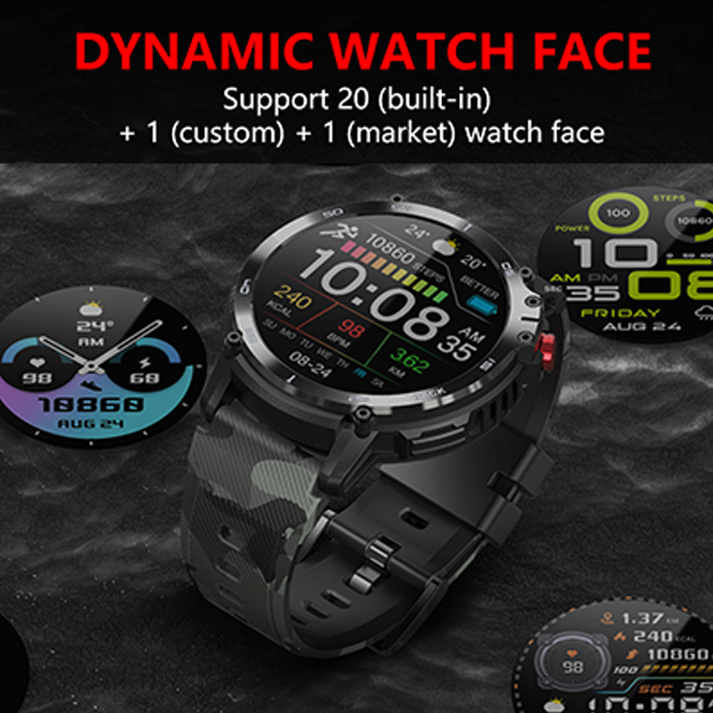 C22 Smartwatch waterproof IP68 1.6 inches Round Screen Large Memory for MusicM Sport Jam tangan pria  for Android