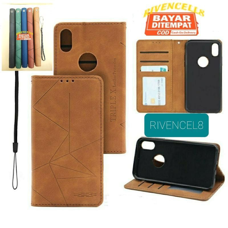 VIVO Y02 Y 02 / V12E V 21E / V23 5G / X80Pro PRO Flip Cover Wallet Kulit Standing Leather Flip Case 