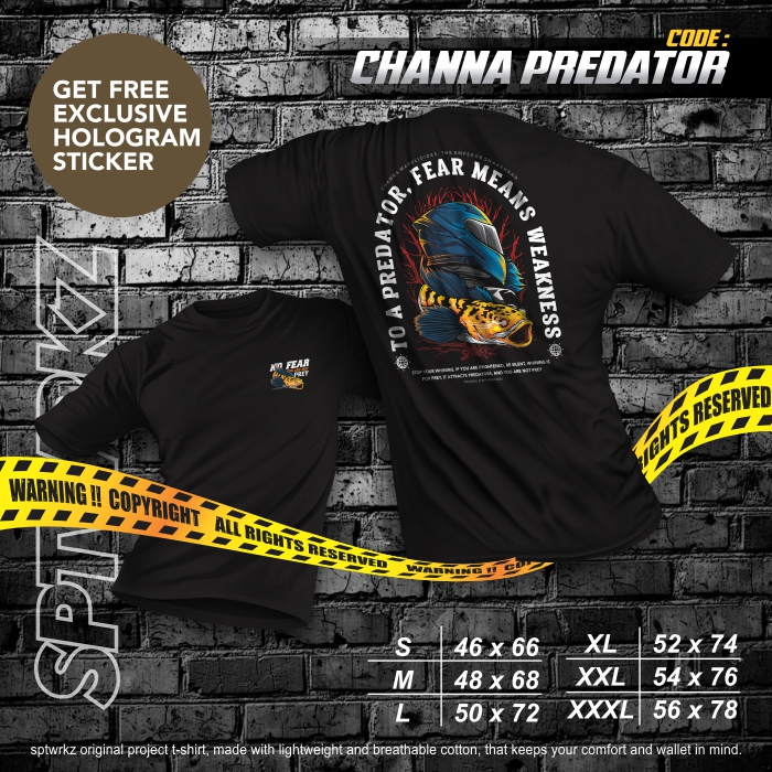 CHANNA PREDATOR/CHANNA YELLOW MARU TSHIRT/KAOS SNAKEHEAD PREDATOR FISH YELLOW MARU/KAOS IKAN CHANNA 