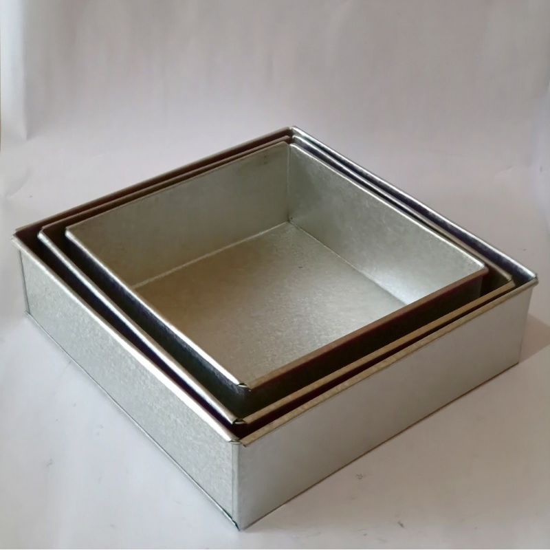 1 set loyang kotak isi 3 loyang kue 13x13 15x15 17x17 tinggi 7 cm galvalum