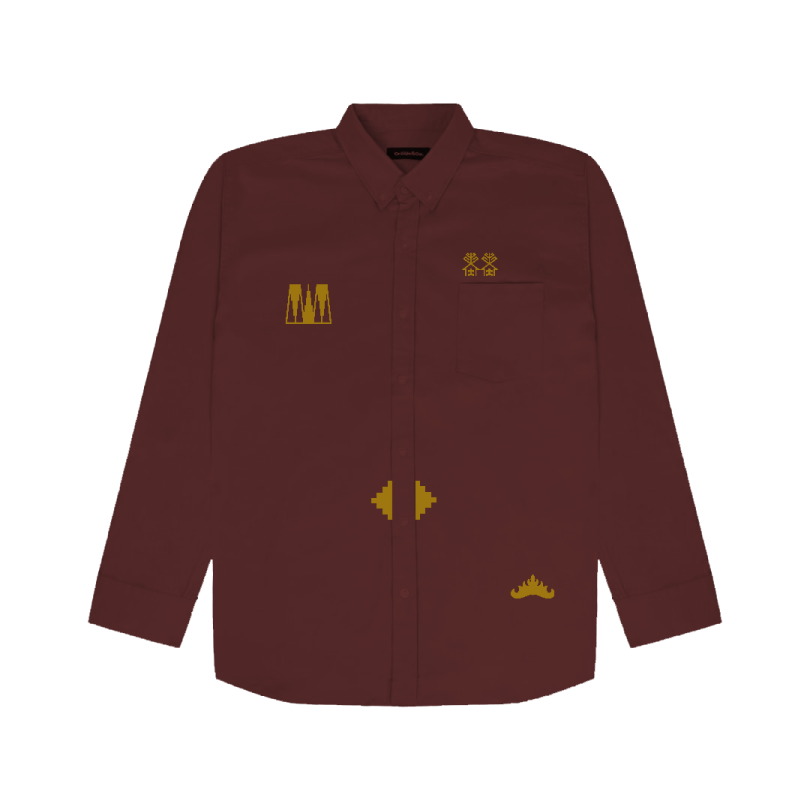 Kaway Kemeja Shirt MIXED TAPS SHIRT BURGUNDY LS