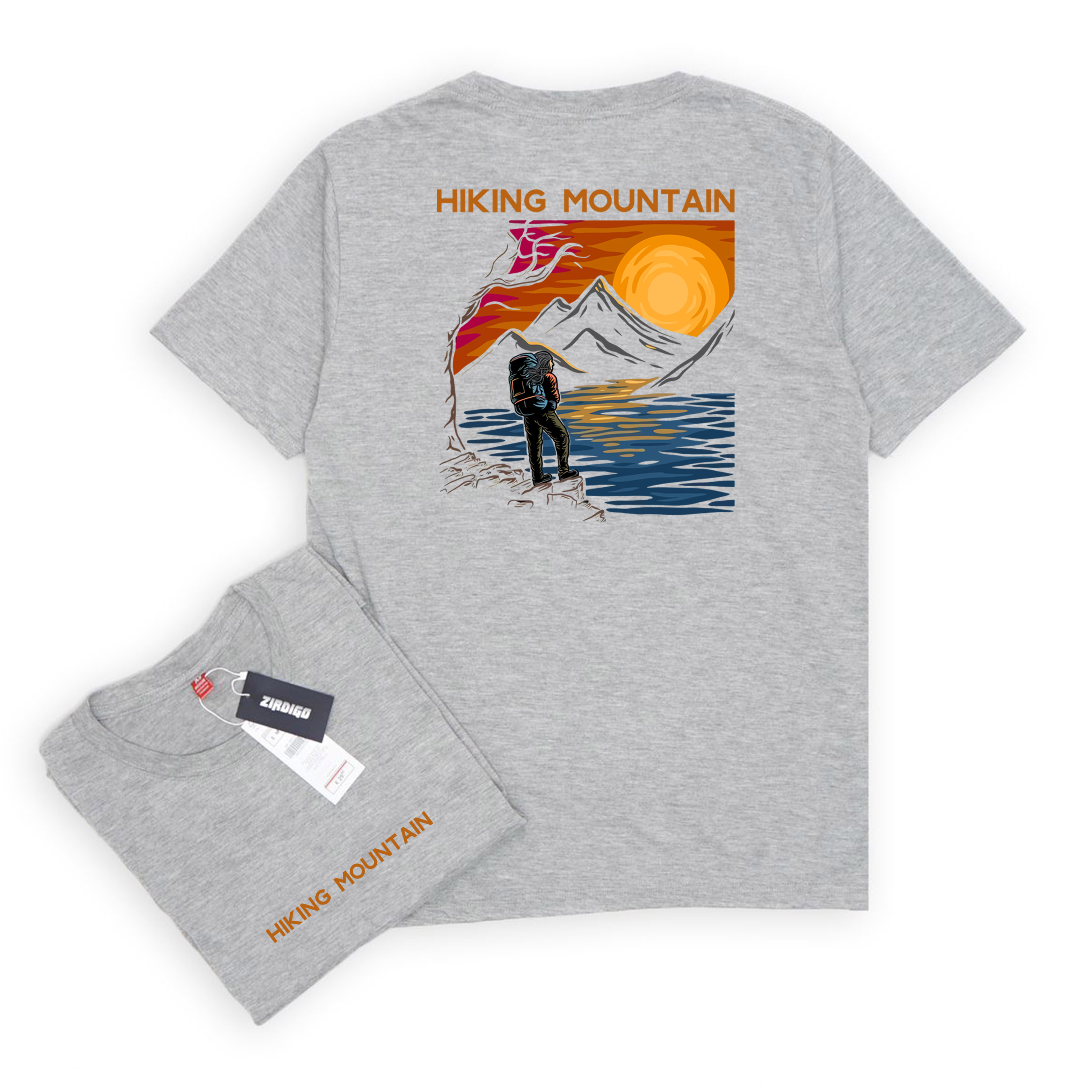 Zirdigo Kaos Distro Hiking Mountain debe Lengan Pendek Print Quality Baju Pria-Misty