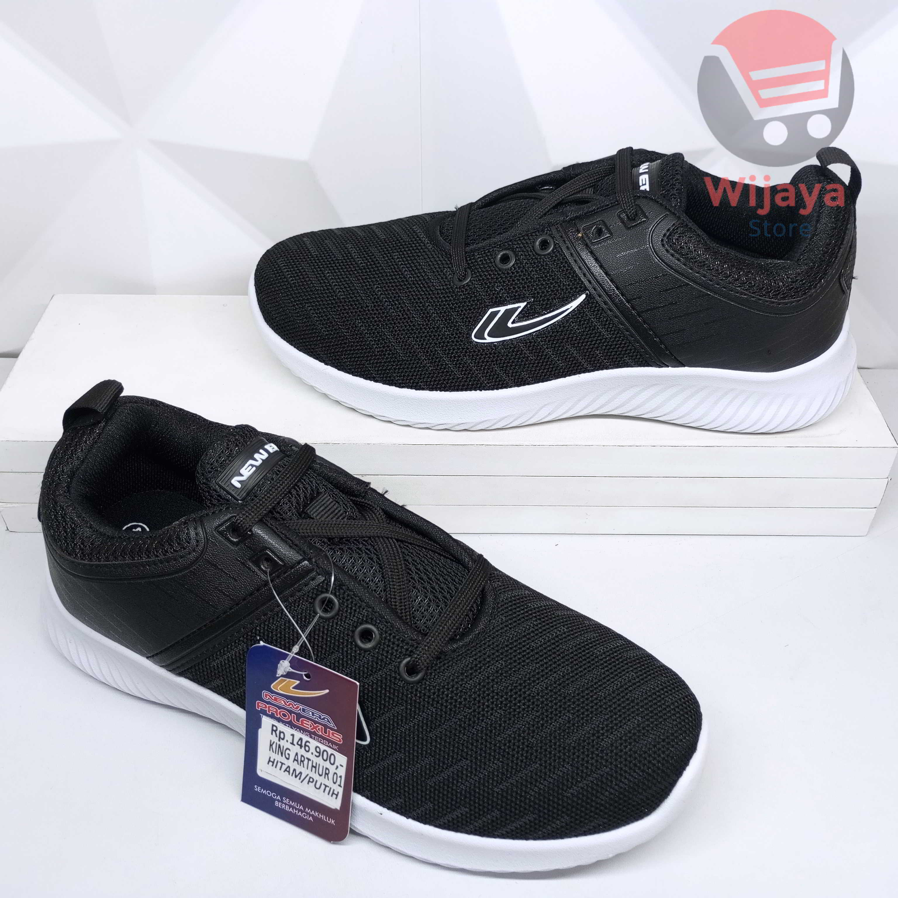 Sepatu Sneaker Sekolah New Era 39-43 Desain Hitam Polos Putih dengan Kualitas Terbaik untuk Anak Sekolah ALPHARD KING ARTHUR CHARLES AUDI