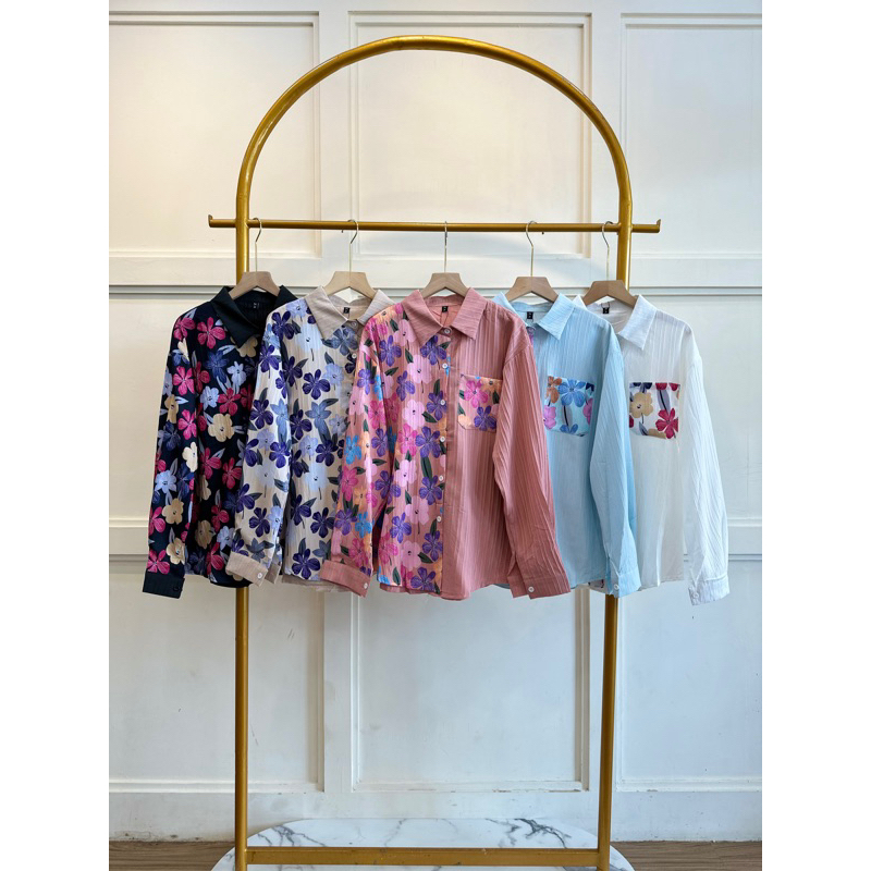 B1778 // B1789 kemeja crincle bunga