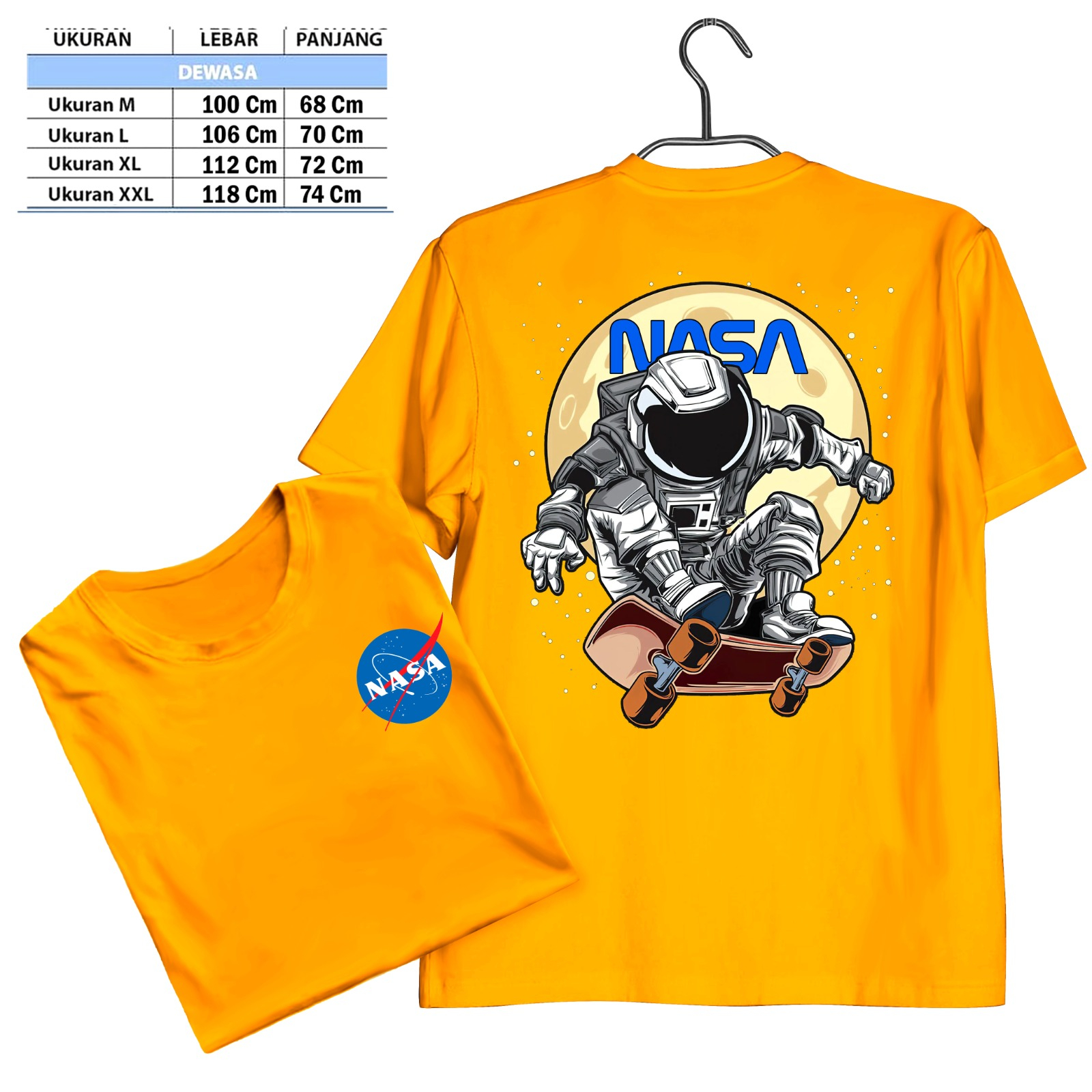 TSHIRT NASA  CETAK PAKAI MESIN DTF (Digital Transfer Filem) KAOS DISTRO BAJU PRIA WANITA ATASAN SHIRT T-SHIRT Tangan Pendek