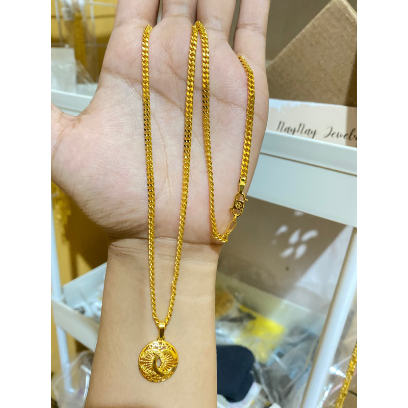 Kalung Lempis 3 suku 60 cm cenul bulat lapis emas 24k