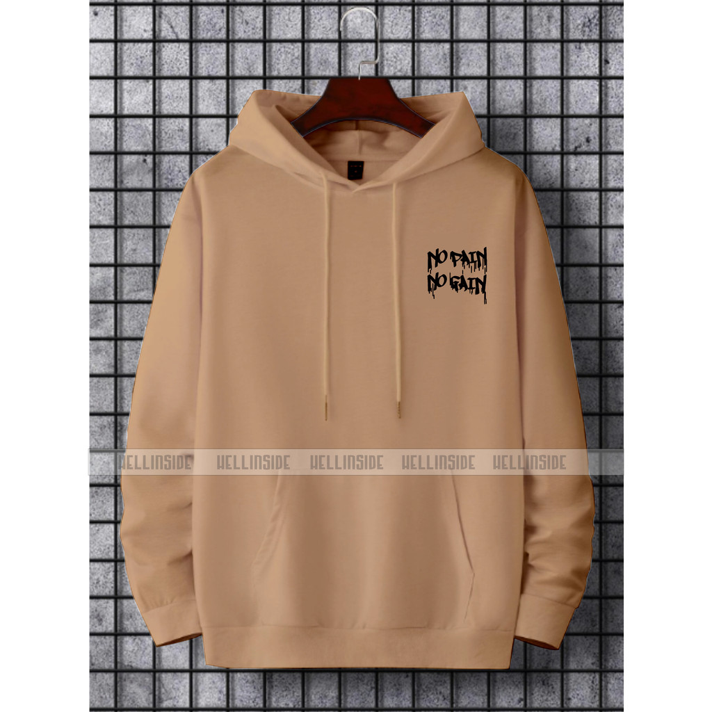 Sweater Hoodie terbaru pria Motif NO PAIN NO GAIN / Hoodie pria wanita kekinian trend motif gambar