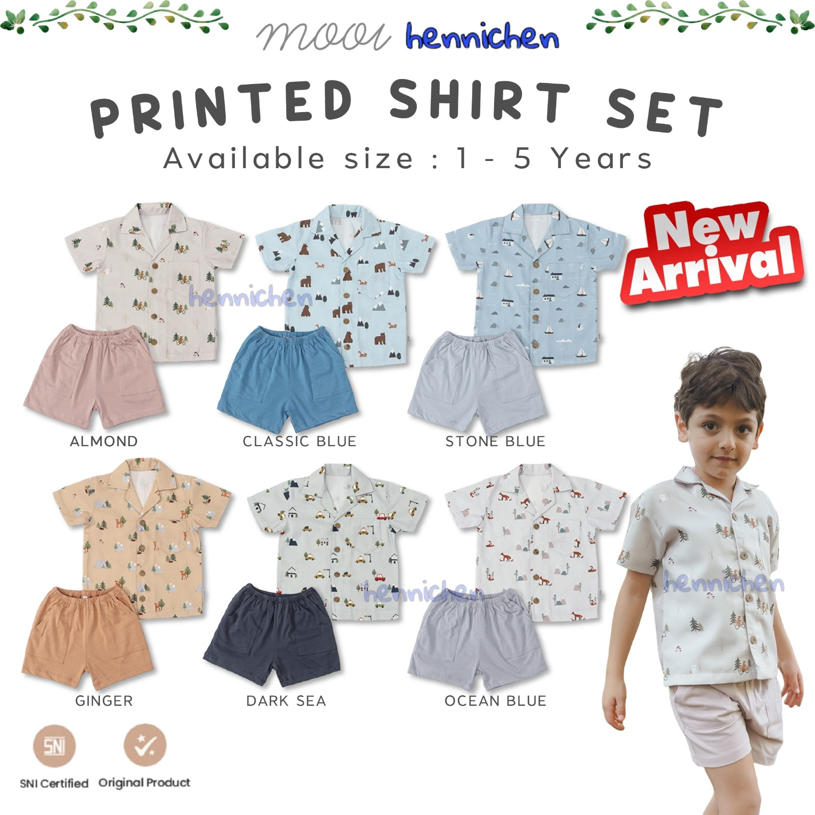 PROMO 7.7 PROMO BAJU LEBARAN MURAH MOOI PRINTED SHIRT SET POCKET PRINT SETELAN ANAK KEMEJA PENDEK CELANA PENDEK 1-5 TAHUN