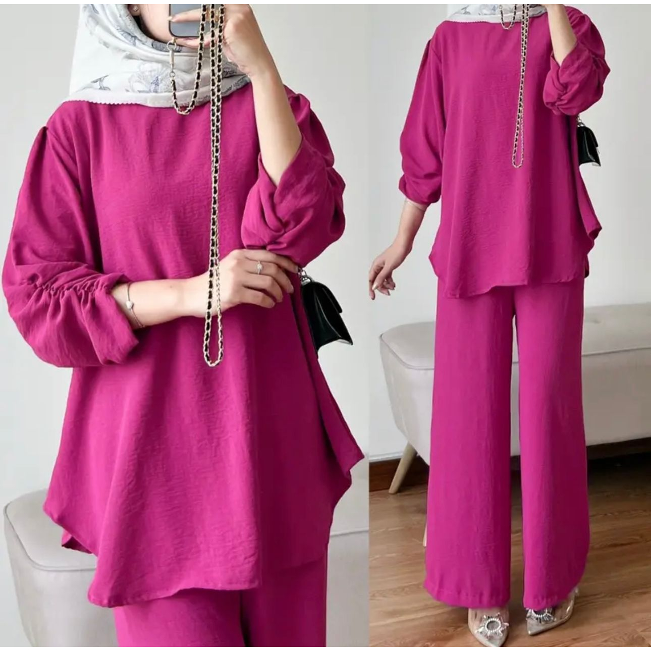 AZARIN ONESET SETELAN WANITA MUSLIMAH AIRFLOW CRINCKLE CRINCLE TERMURAH BTCSOLO ONE SET