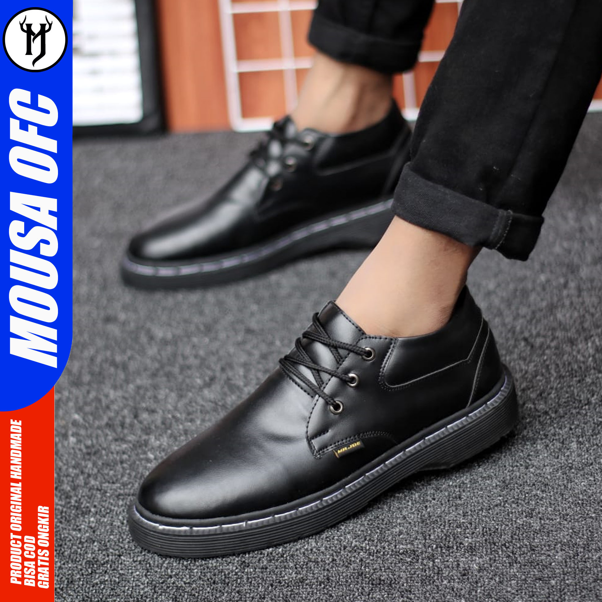 MOUSA Sepatu Docmart Formal Pria Kulit Sintetis Sepatu Pria Casual Pantofel Ruby