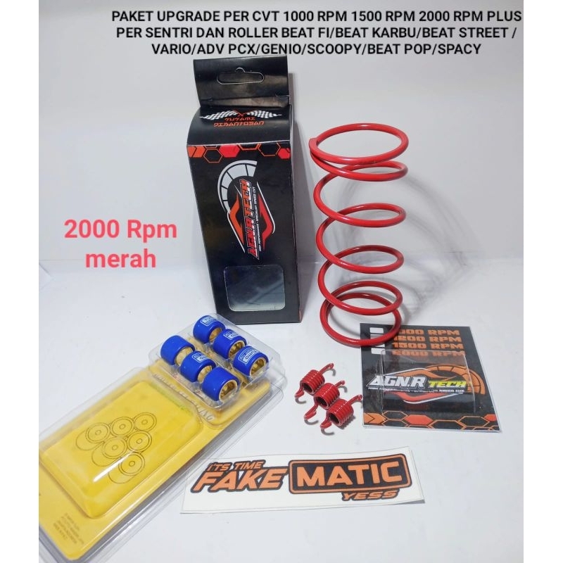 PAKET UPGRADE PER CVT 1000 RPM-1200 RPM-1500 RPM-2000 RPM PLUS PER SENTRI DAN ROLLER BEAT FI/BEAT KARBU/BEAT STREET /VARIO/ADV PCX/GENIO/SCOOPY/BEAT POP/SPACY