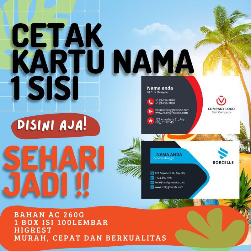 

CETAK KARTU NAMA (1 sisi) 1box isi 100lembar