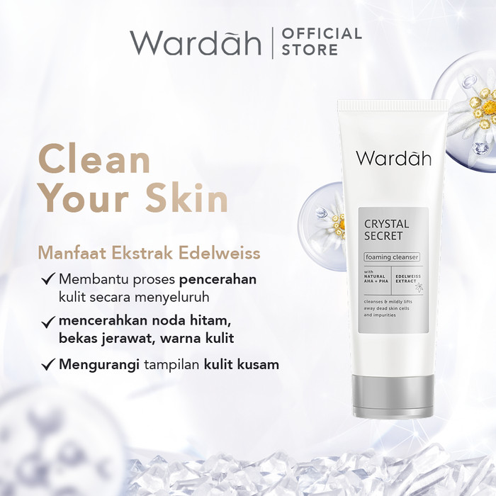 Wardah Crystal Secret Foaming Cleanser with Natural AHA+PHA 100ml | Sabun Cuci Muka