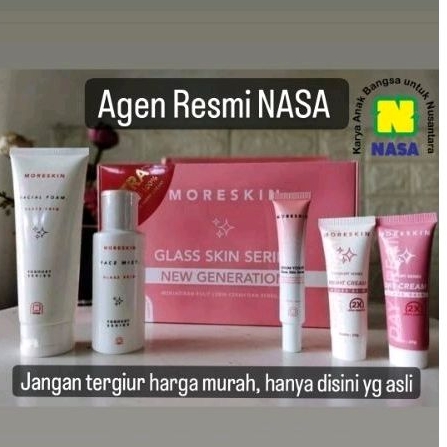 MORESKIN GLASKIN/ PAKET MORESKIN GLASKIN NASA/ Paket Glowing Pencerah Wajah Kemasan Baru Isi Cream