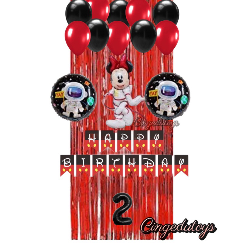 Paket simple hemat karakter anak mickey / minnie dekorasi ulang tahun SHK