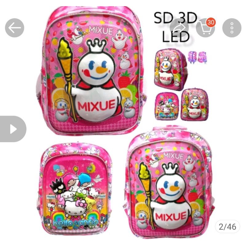 0TAS MIXUE 3D ber LED TAS ANAK UKURAN  SD TK dan PAUD ber LED 3D TIMBUL TAS ANAK TAS WANITA FASION ANAK WANITA