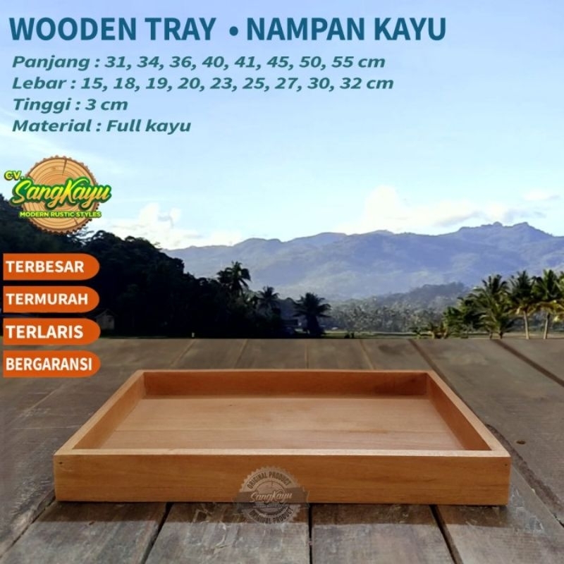 Wooden Tray 40x30x3 Cm Nampan kayu kotak seserahan hantaran cake box