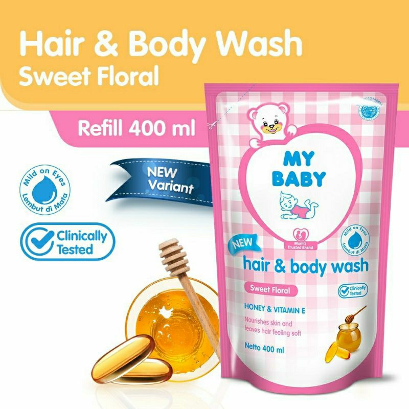 My Baby Bath 2in1 Hair and Body Wash 400ml Aloe Vera Shampo Sabun Bayi ( REFIL/PUMP)