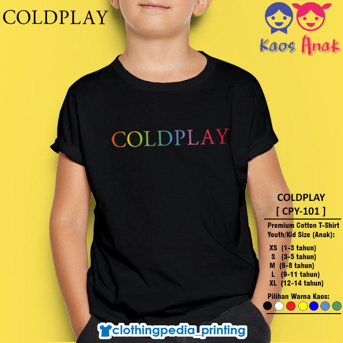 Kaos Anak Coldplay Rainbow Logo Rock Band Kid T-Shirt