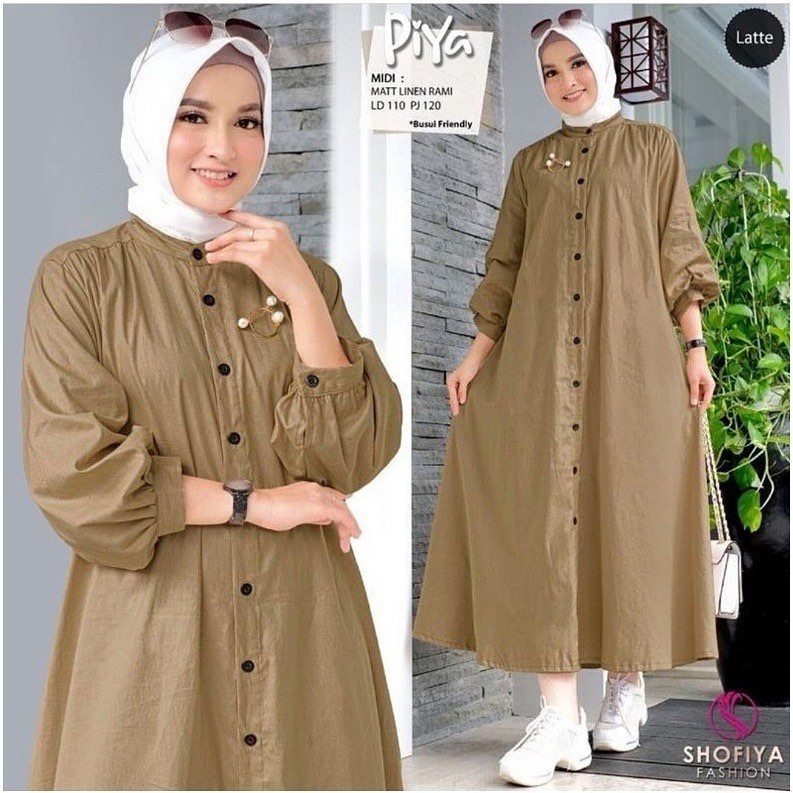 Best Seller-Piya Midi Dress Wanita Dewasa Terbaru 2023 Elegan Tunik Remaja Kekinian Viral long tunik