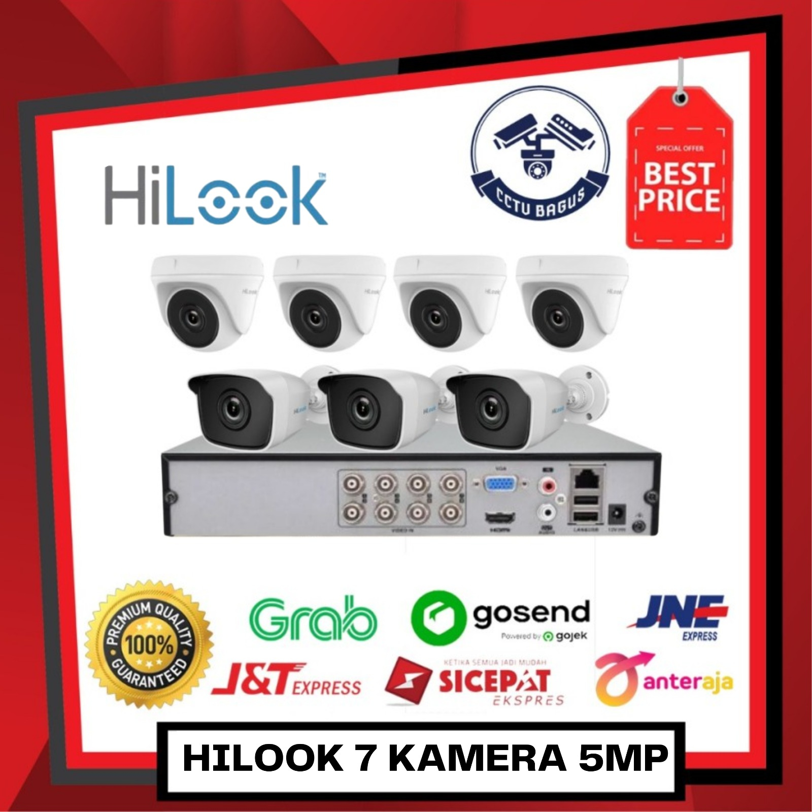 PAKET CCTV HILOOK 7 KAMERA 5MP