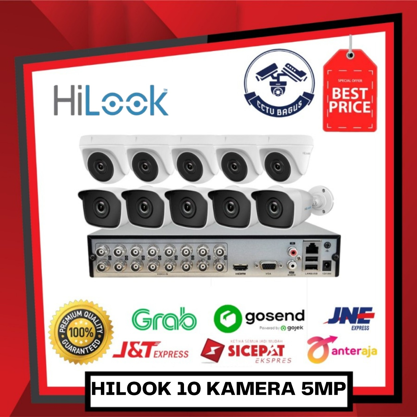 PAKET CCTV HILOOK 10 KAMERA 5MP