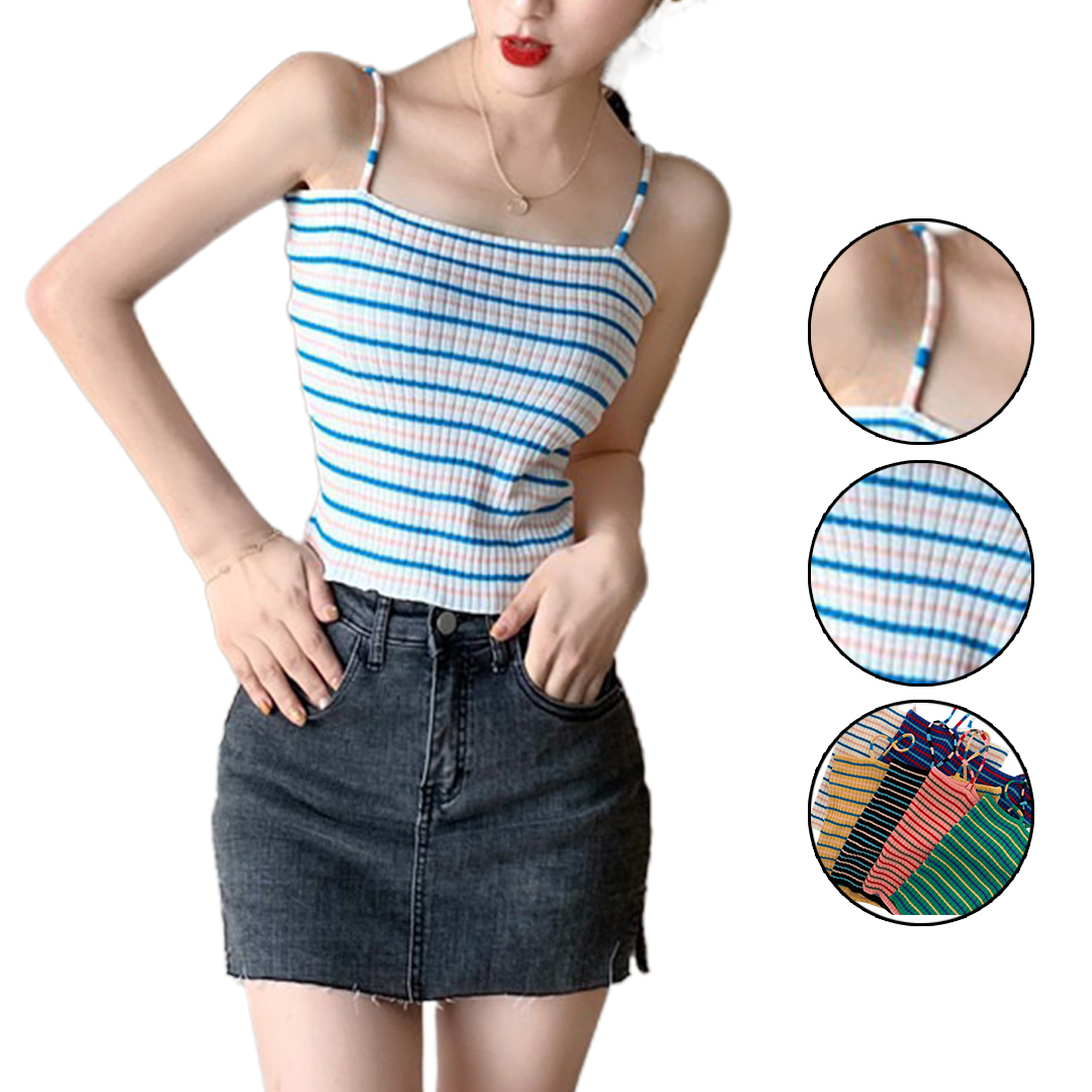 New style Tank top wanita/Tank Top dalaman wanita bermotif garis-YOYOSO