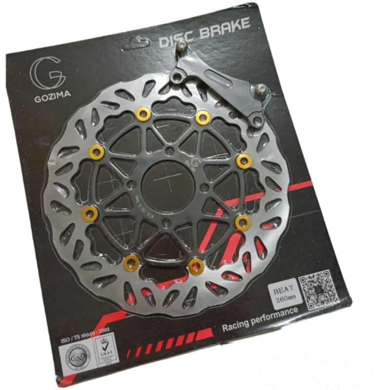 Disc brake Beat Gozima piringan cakram beat Scoopy Vario Genio lebar 260mm Model PSM Hitam Ring gold