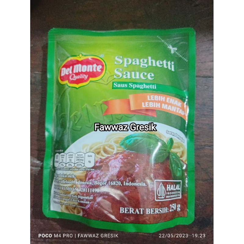 DELMONTE Saus Spagheti 250gr / Del Monte Spaghetti Sauce 250 gr / Saos Spaghetti Kemasan Pouch