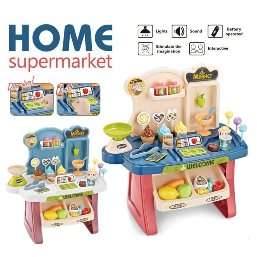 Home Supermarket Playset Mainan Kasir Kasiran Anak / Mainan Jualan Belanjaan Anak CBKS BS