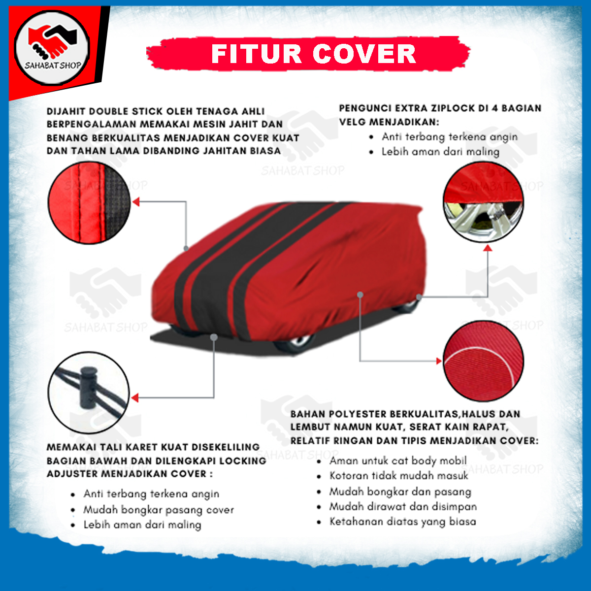 Body Cover Sarung Mobil Avanza Rush Ertiga Hrv Brio Xpander Jazz Rocky Raize Innova Mobilio Xenia Agya Ayla Calya Yaris Kijang Terios BRV CRV Livina APV Tutup Mantel Penutup Jas Selimut Tutupan Mantol kelambu Pembungkus Outdoor Waterproof Anti Air