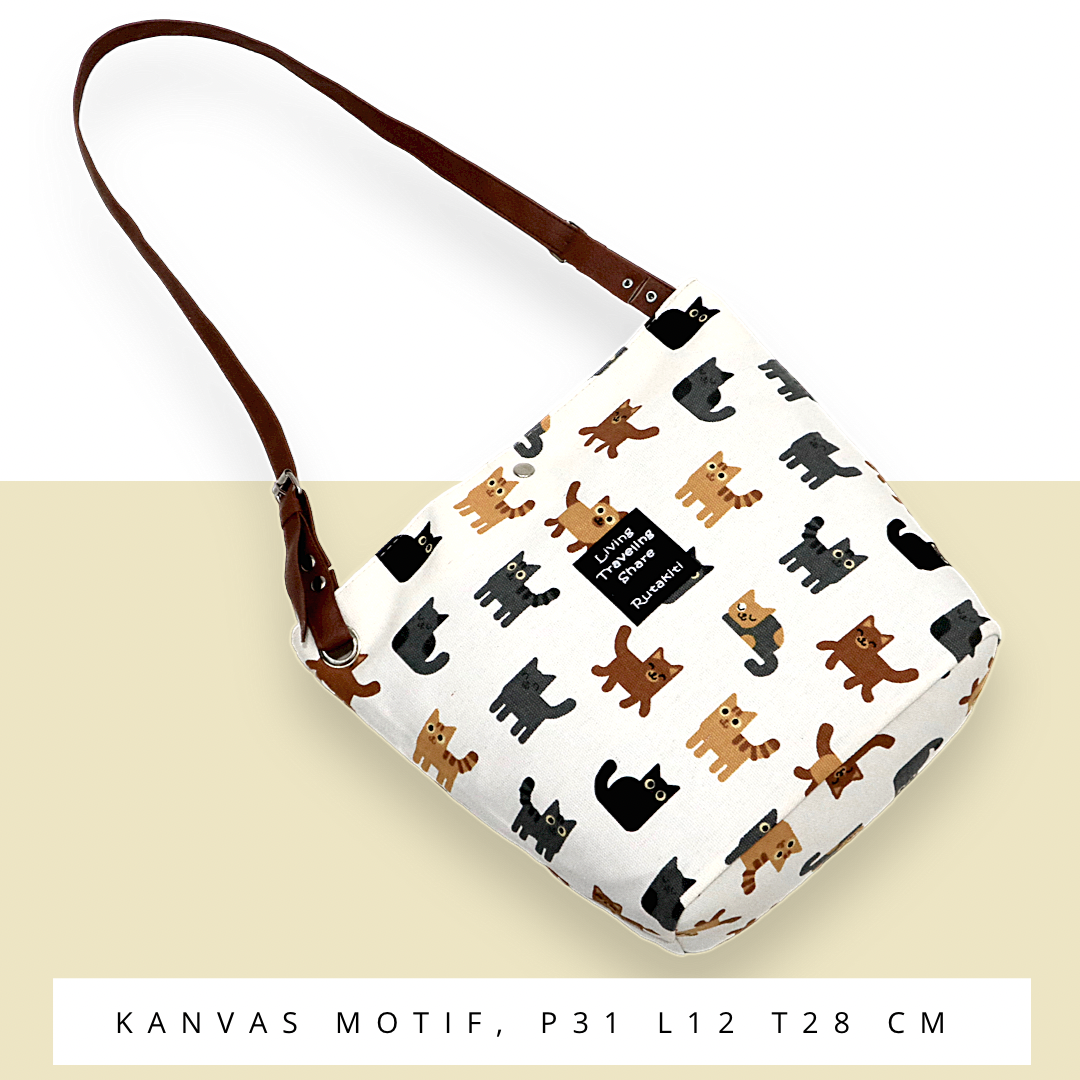 [PROMO] Tas Tote Bag Terbaru Tali Sumbu Printing Hijab Muslimah/Kartun/Quotes hijaber totebag tali webing