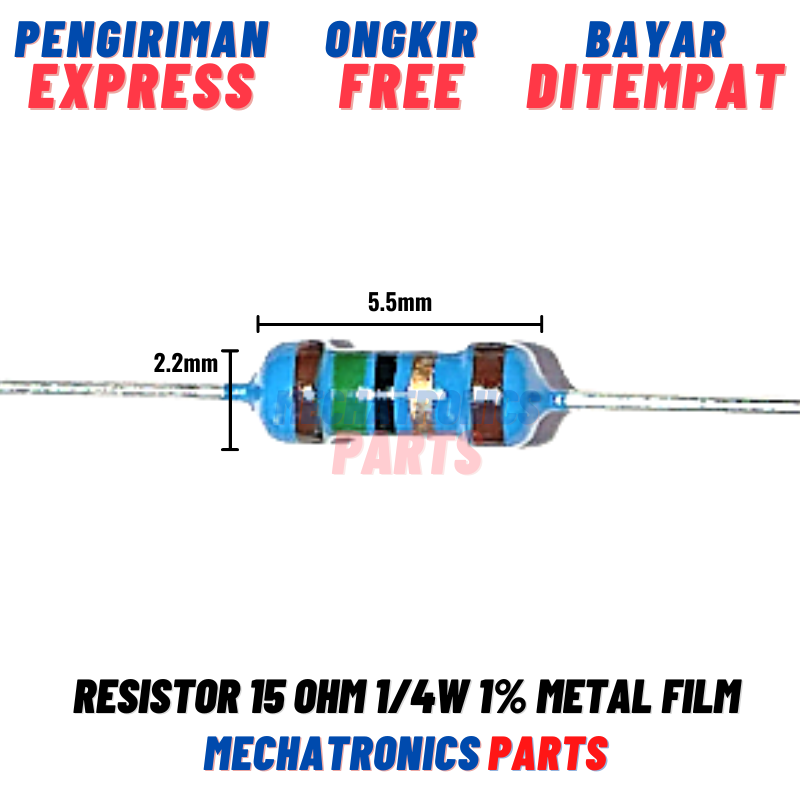 RESISTOR 15OHM 1/4W 1% METAL FILM