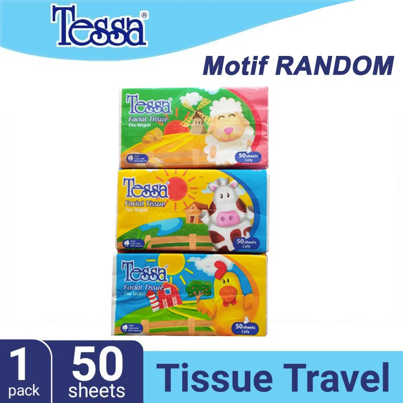 Tisu Tessa 50 Sheets 2 ply TP11 sheet / Tissue Travel Pack Facial 50 sheet / Tisu wajah 50s 2ply lembut aman di kulit