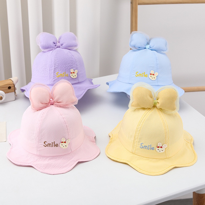 5-18 bulan Topi Bucket Anak Bayi Balita Model Import Model SMILE RABBIT Hat