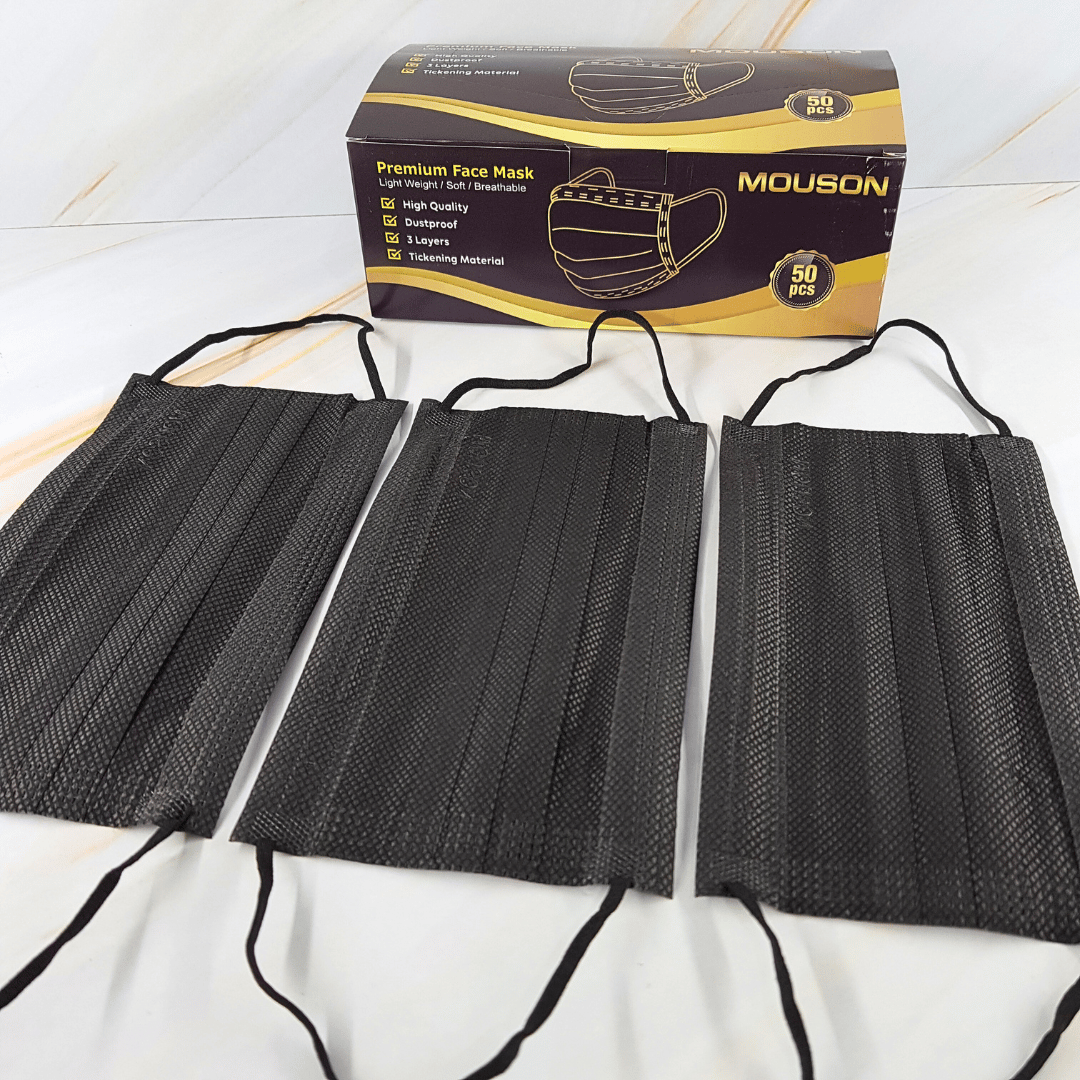 ENZ ® MASKER EARLOOP CAREION PREMIUM 3PLY 3 PLY HITAM PUTIH WARNA WARNI PASTEL ISI 50 PCS UKURAN DEWASA 1046