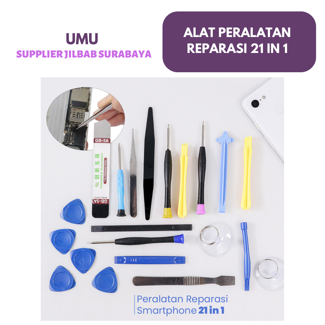 (UMU SUPPLIER) ALAT PERALATAN REPARASI SMARTPHONE HP 21 IN 1 REPAIR TOOLS SET OBENG HP