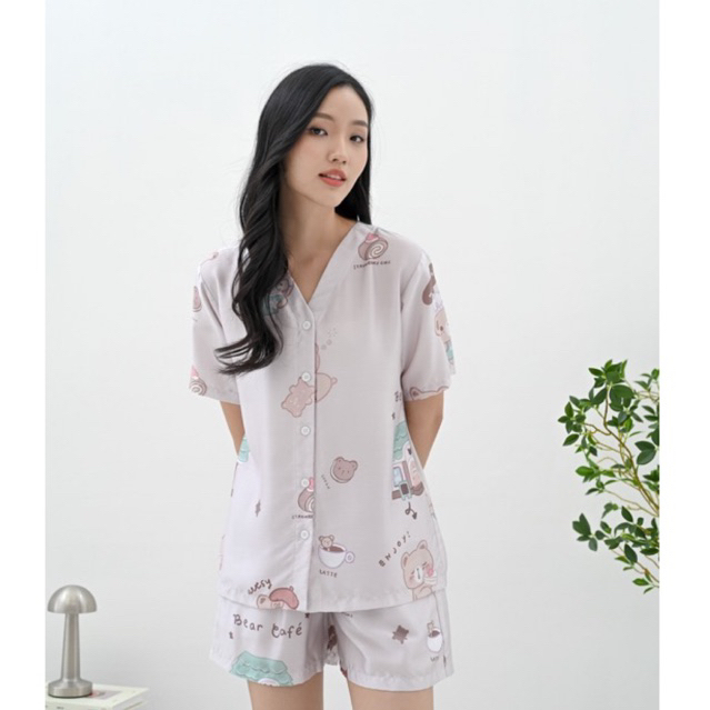 PEANUT | Cafe Bear Organic Cotton Shortpants / piyama tencel katun organik