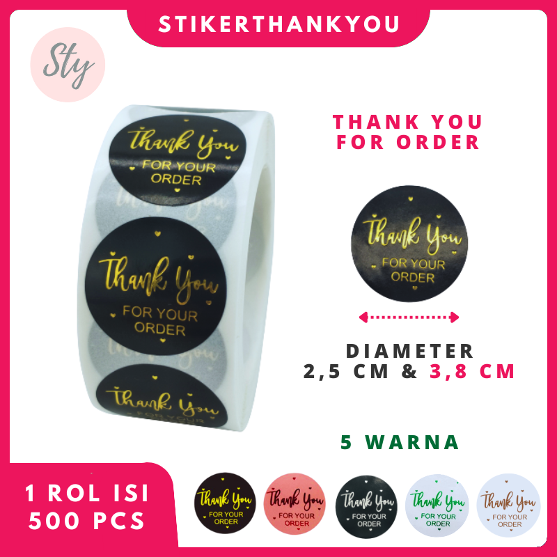 

500 PCS/Roll Stiker Thank You for Your Order Transparan Label Ucapan Terima Kasih Olshop