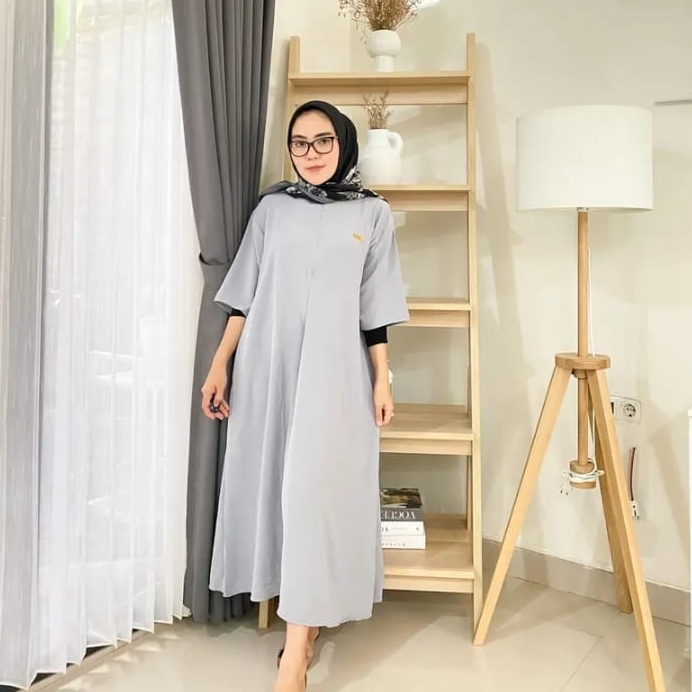 LUCY GAMIS MIDI DRESS POLOS OVERSIZE ATASAN WANITA BUSUI CRINCLE AIRFLOW PREMIUM (KJI)