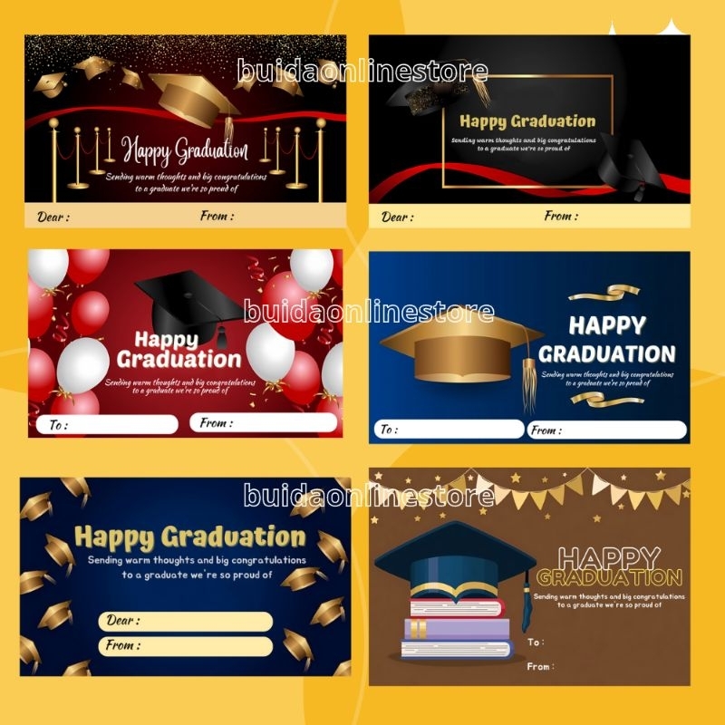 Kartu Ucapan / Stiker Happy Graduation Wisuda Greeting Cards Selamat Wisuda Lulusan Hiasan Label Ham