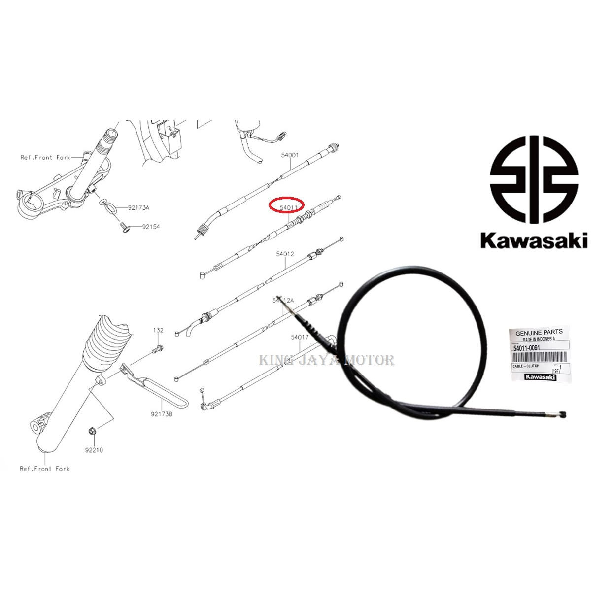 Kabel Kopling KLX Original Kawasaki 54011-0091