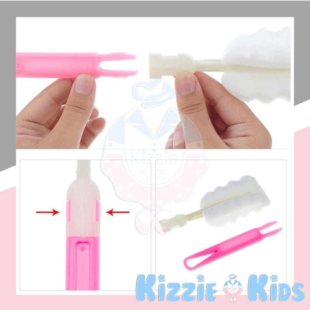 Kizzie Sponge Brush / Sikat Botol Gelas Busa / Cleaner Glass / Sikat Botol Susu Murah