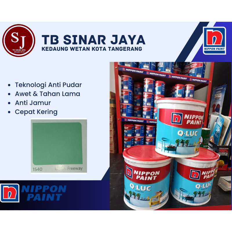 Cat Tembok Interior Qluc Cat Tembok Warna Nippon Paint Galon 5KG 5 Liter - 1540 Green Freeway