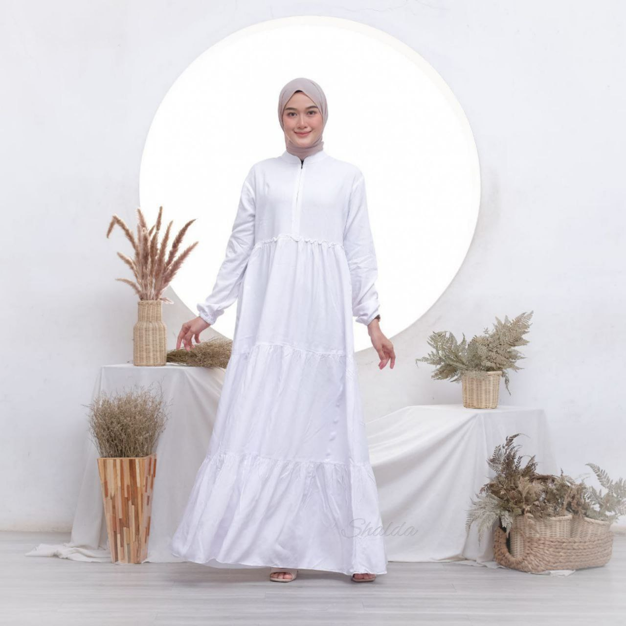 GAMIS POLOS PLAIN DRESS GAMIS POLOS WARNA PUTIH GAMIS RAYON CANDI MEKAR