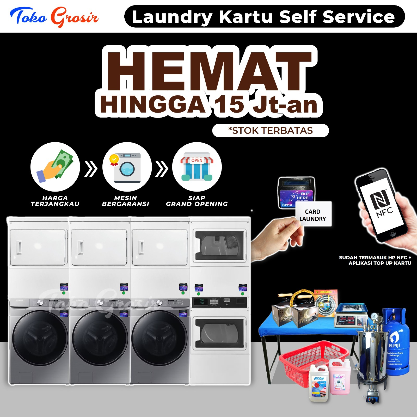 PAKET MESIN CUCI LAUNDRY CARD READER / TAP KARTU SELF SERVICE