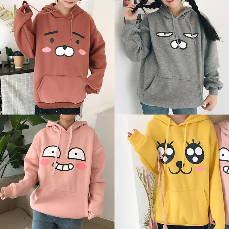 Parisdivarious Sweater Hoodie Jemper Kakao Friends Bahan Fleece Size S - XXL (Pria &amp; Wanita)