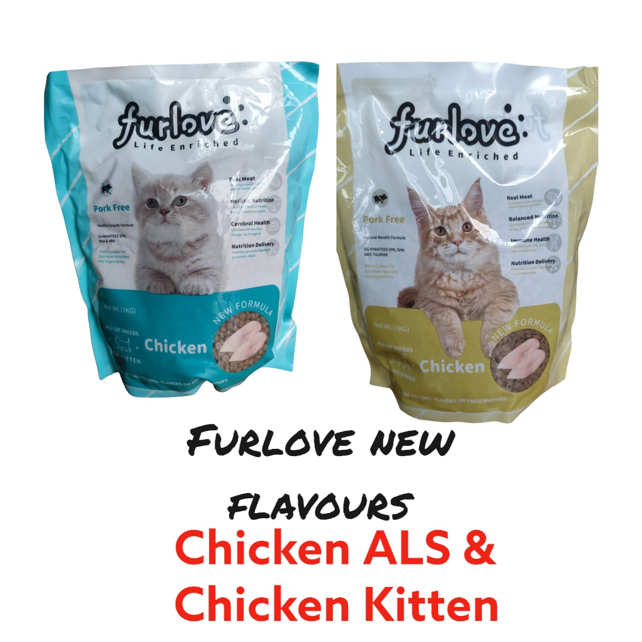 FURLOVE Kitten &amp; Adult Cat Food FRESHPACK 1kg / Makanan Kering Kucing 1kg