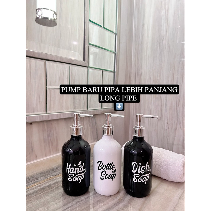 BOTOL N28 NEW HITAM / PUTIH STIKER LN 500ML . aesthetic bottle refill dispenser hand soap liquid tempat sabun cair pump estetik luxury silver rose gold